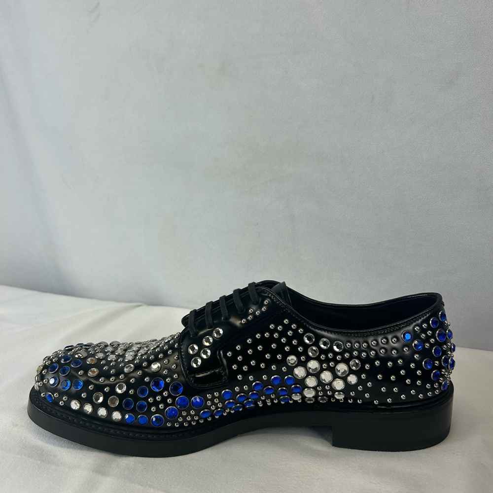 Prada Men’s Brushed leather with studs and rhinestones Derby Multicolor - Picture 3 of 9